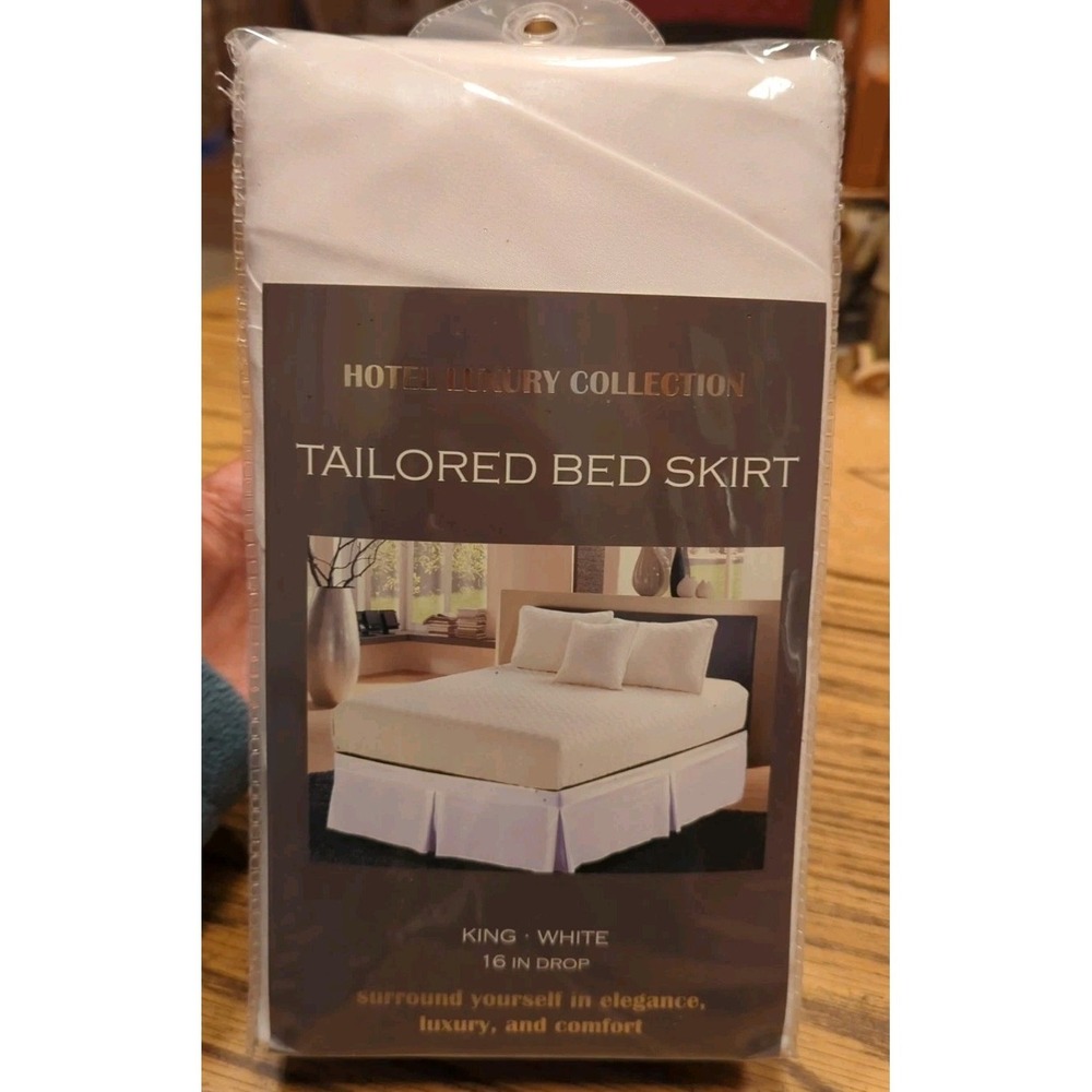 NEW Tailored Bed Skirt Hotel Luxury Collection King 16 Inch Drop White Color